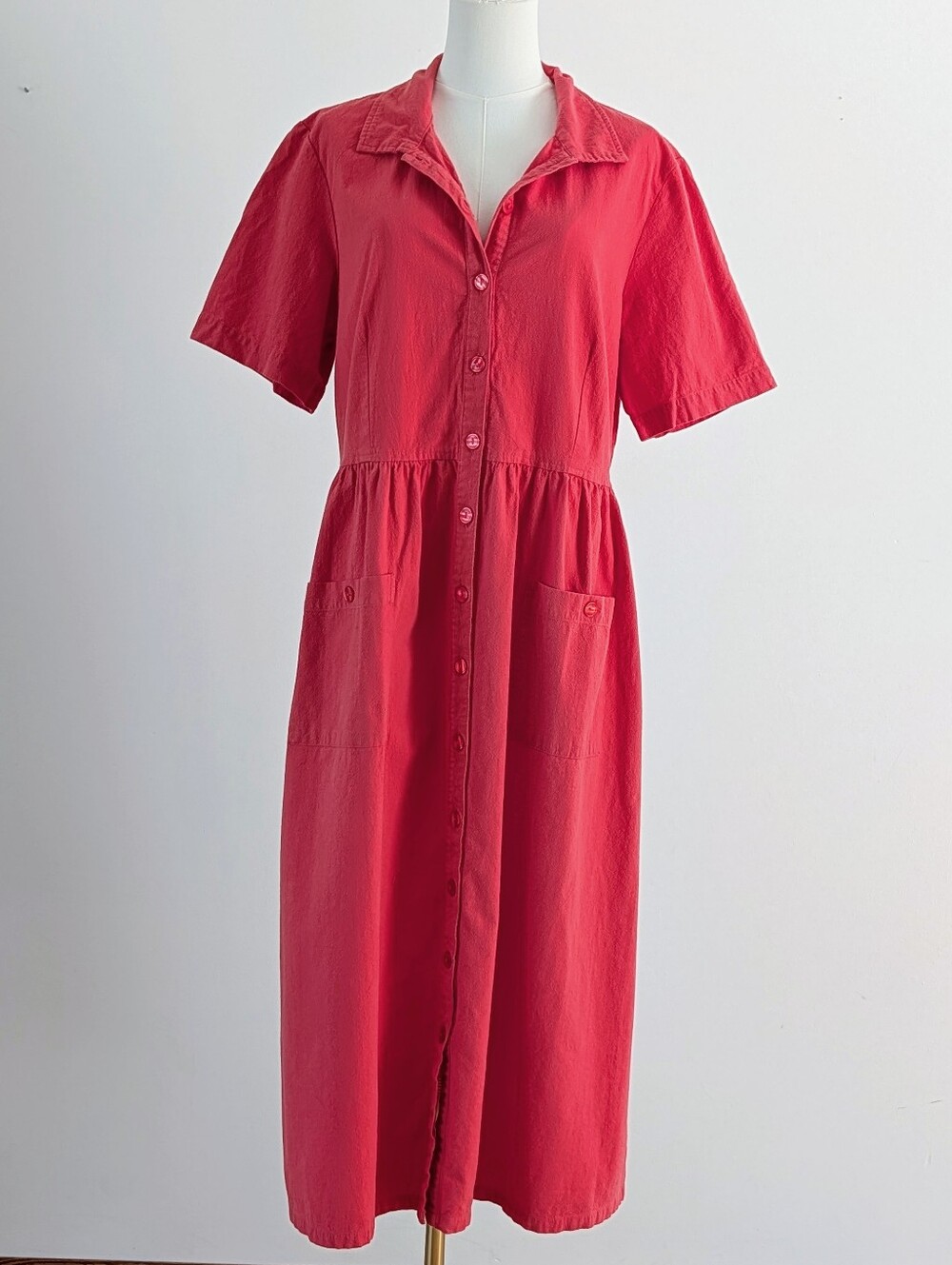 Appleseed’s Cotton Button-Front Midi Shirt Dress – L